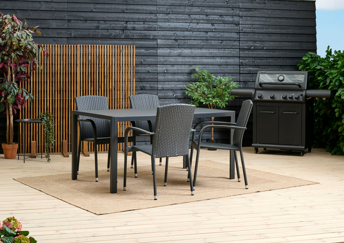 Havestol Lissabon stabelbar sort - Sunlife